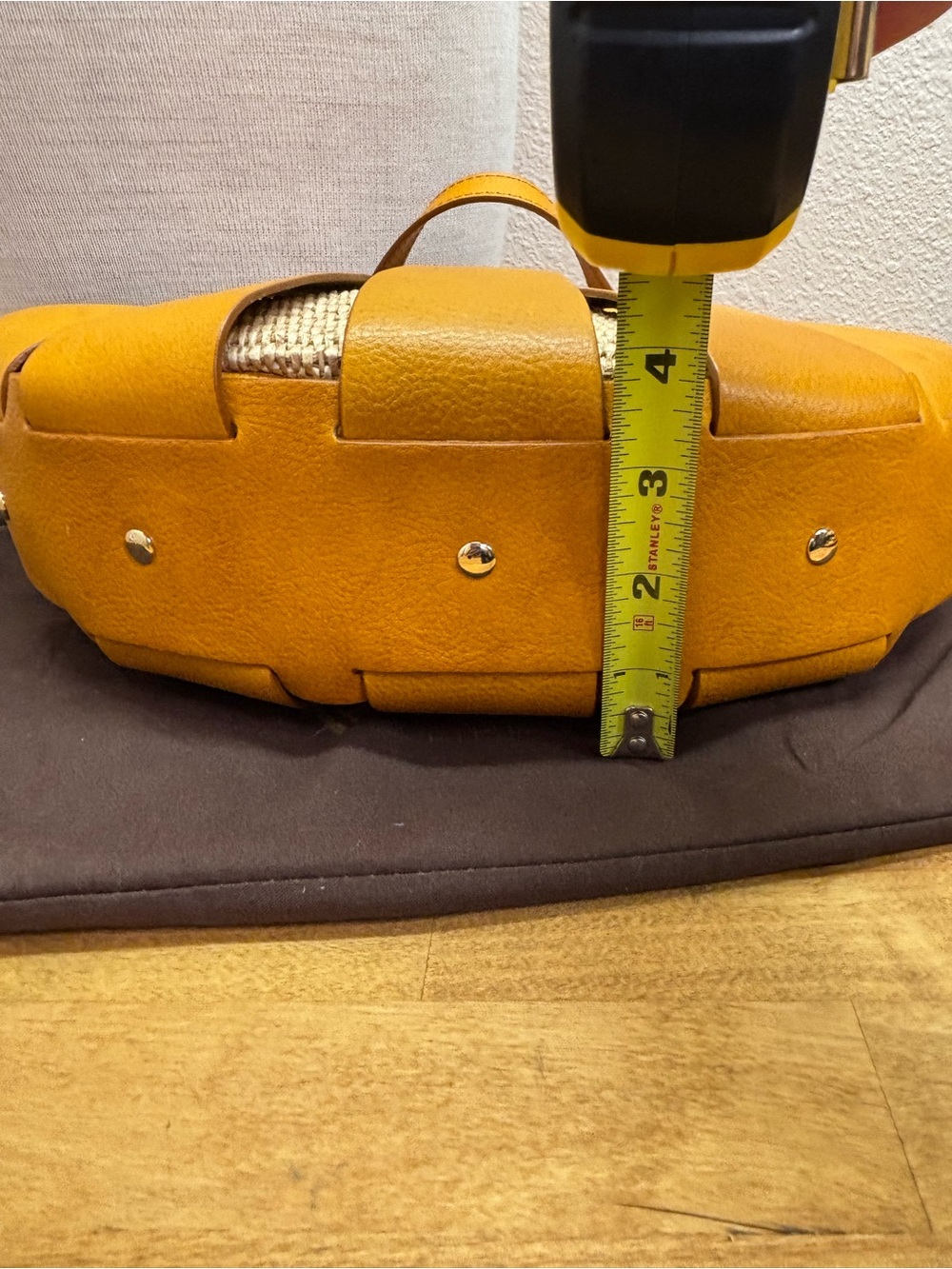 Pratesi Firenze Italian Leather Straw Fan Cage Satchel Shoulder Bag Yellow - Picture 12 of 15